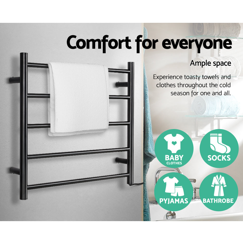 Devanti Heated Towel Rail Electric Warmer Heater Rails Holder Rack Wall Mounted-3