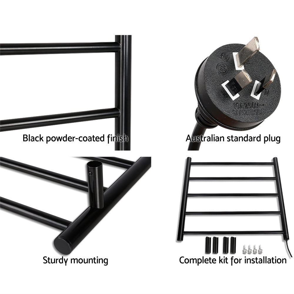 Devanti Heated Towel Rail Electric Warmer Heater Rails Holder Rack Wall Mounted-4