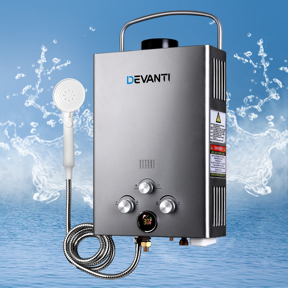 Devanti Outdoor Gas Hot Water Heater Portable Camping Shower 12V Pump Grey-7