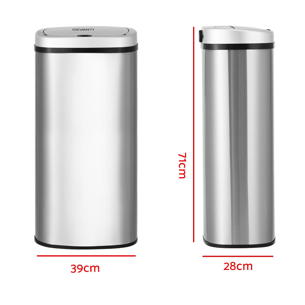 Devanti Sensor Bin 60L Motion Rubbish Stainless Trash Can Automatic Touch Free-1