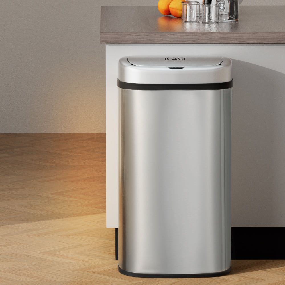 Devanti Sensor Bin 60L Motion Rubbish Stainless Trash Can Automatic Touch Free-4