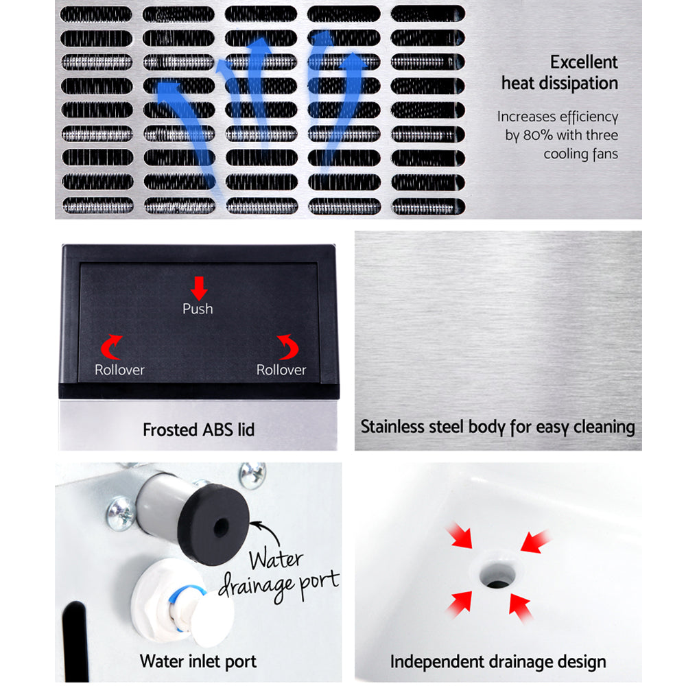 Devanti Stainless Steel Commercial Ice Cube Maker-5