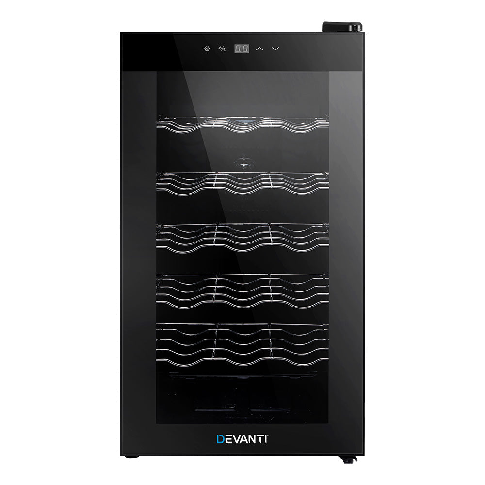 Devanti Wine Cooler 18 Bottles Glass Door Beverage Cooler Thermoelectric Fridge Black-2