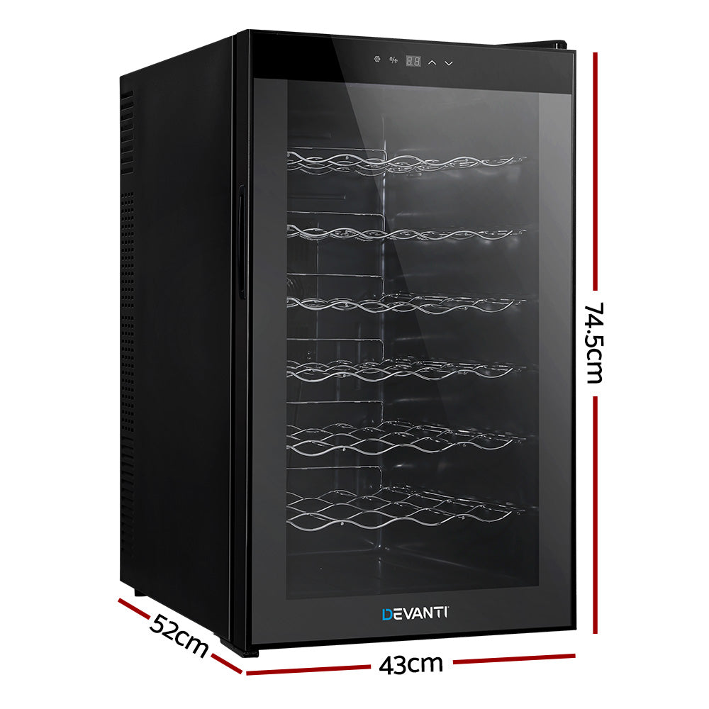 Devanti Wine Cooler 28 Bottles Glass Door Beverage Cooler Thermoelectric Fridge Black-1