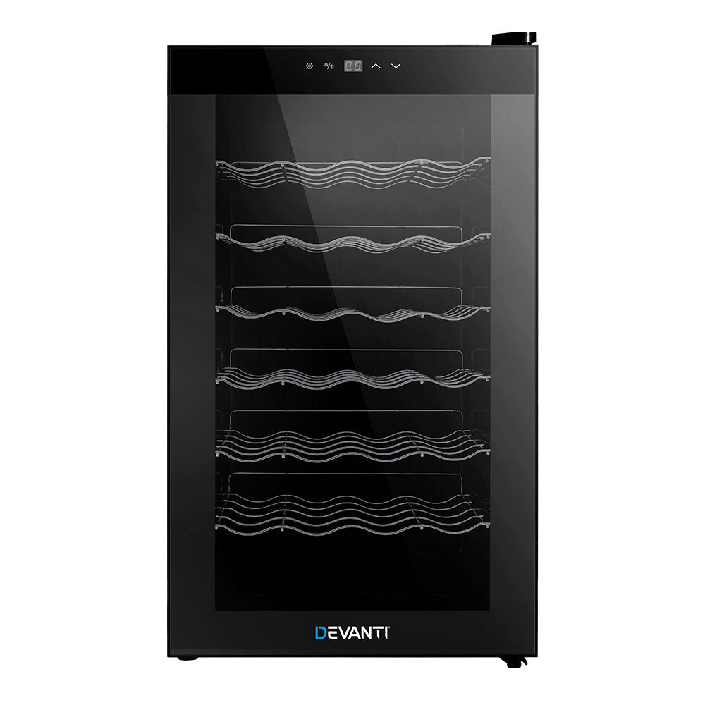 Devanti Wine Cooler 28 Bottles Glass Door Beverage Cooler Thermoelectric Fridge Black-2