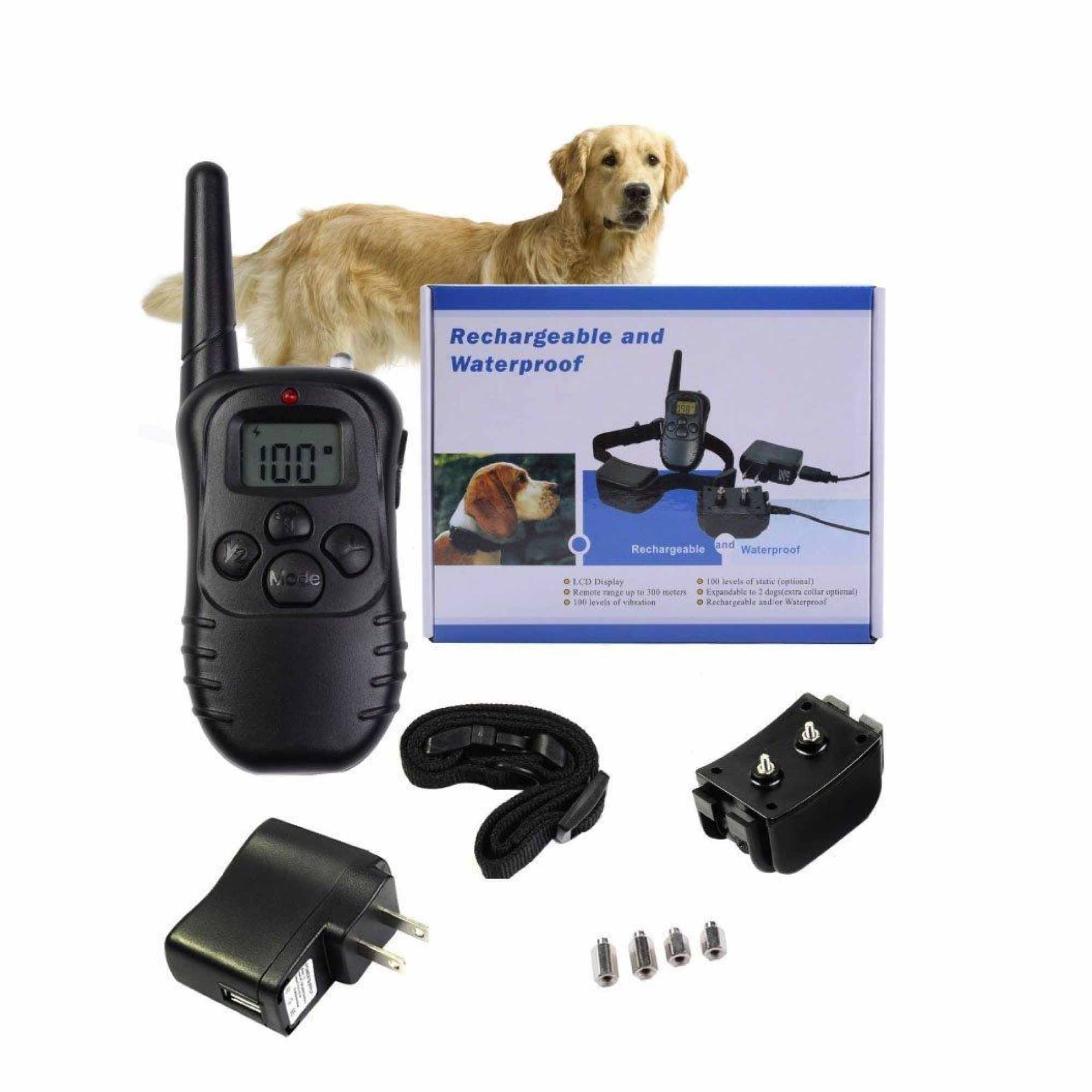 Dog Bark Collar - Vibration Sound Remote Control Rechargeable LCD Training Aid-1