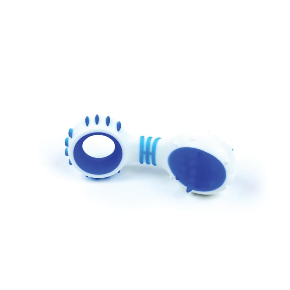 Dog Dental Rattle - Blue Puppy Teething + Cleaning Gums Rubber Ridges Chew-2