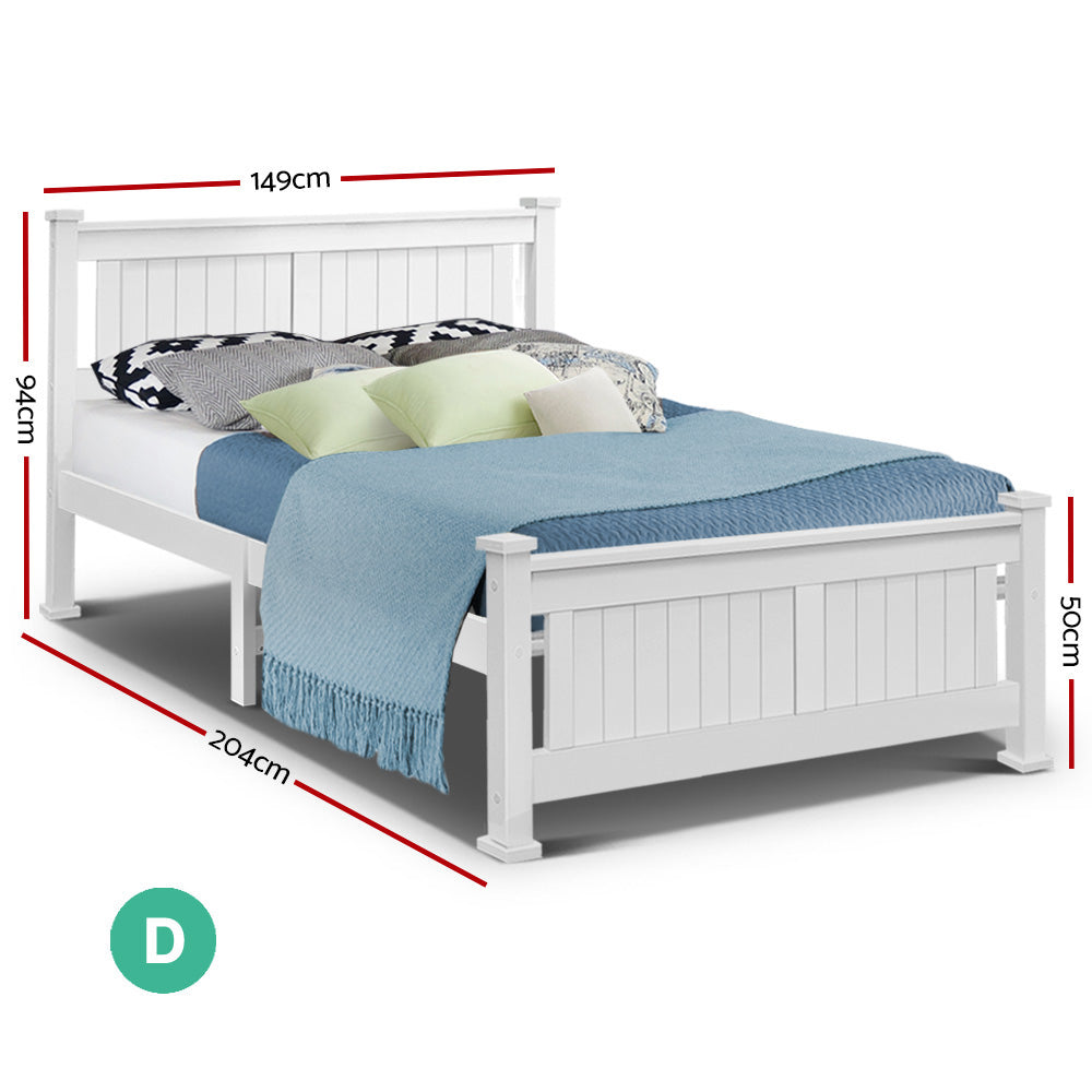 Double Size Wooden Bed Frame - White-1