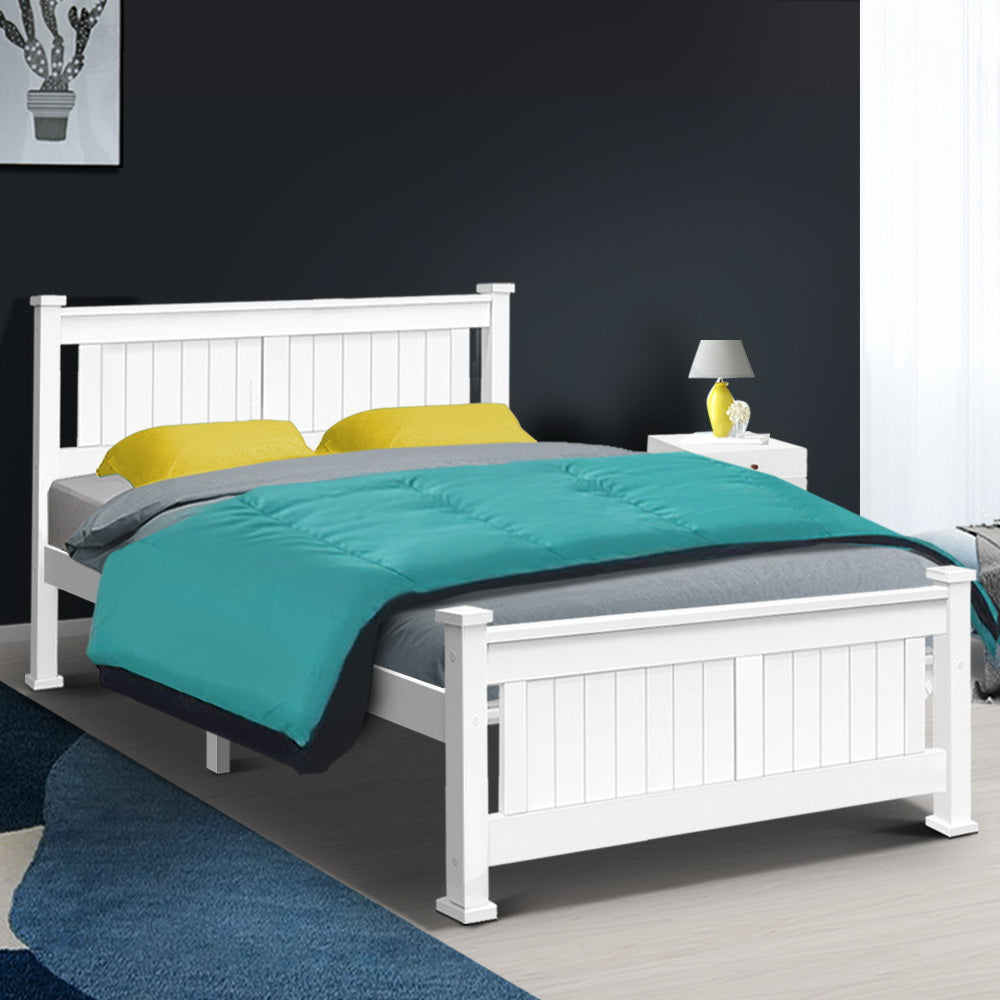 Double Size Wooden Bed Frame - White-6