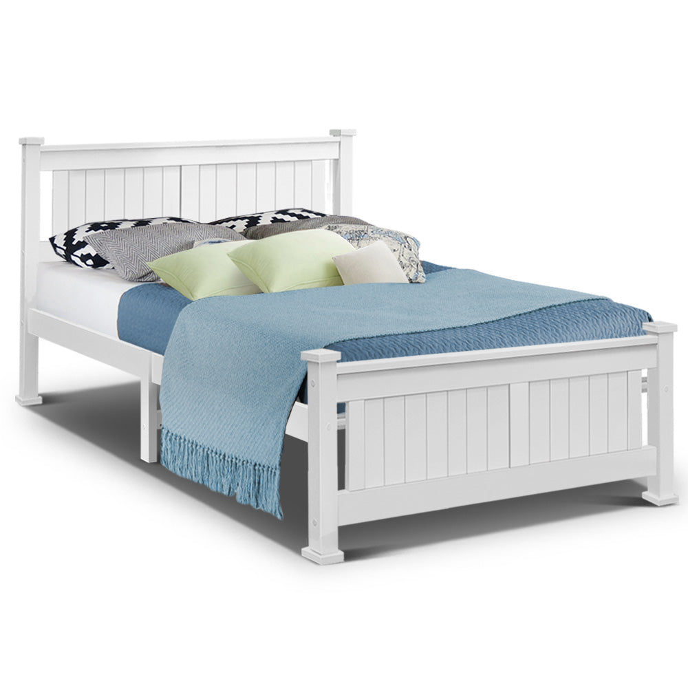 Double Size Wooden Bed Frame - White-0