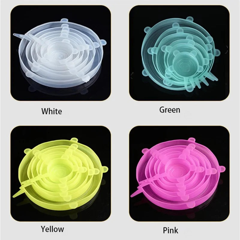 6 Pieces Stretchable Silicone Food Wrap Bowl Lid