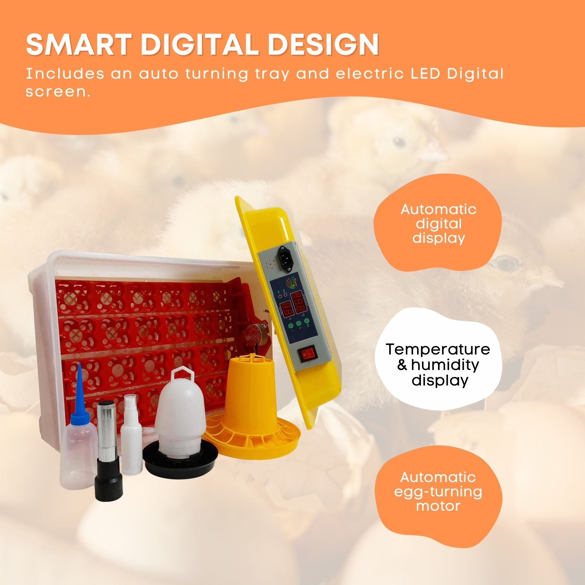 Electric 24 Egg Incubator + Accessories Hatching Eggs Chicken Quail Duck-11