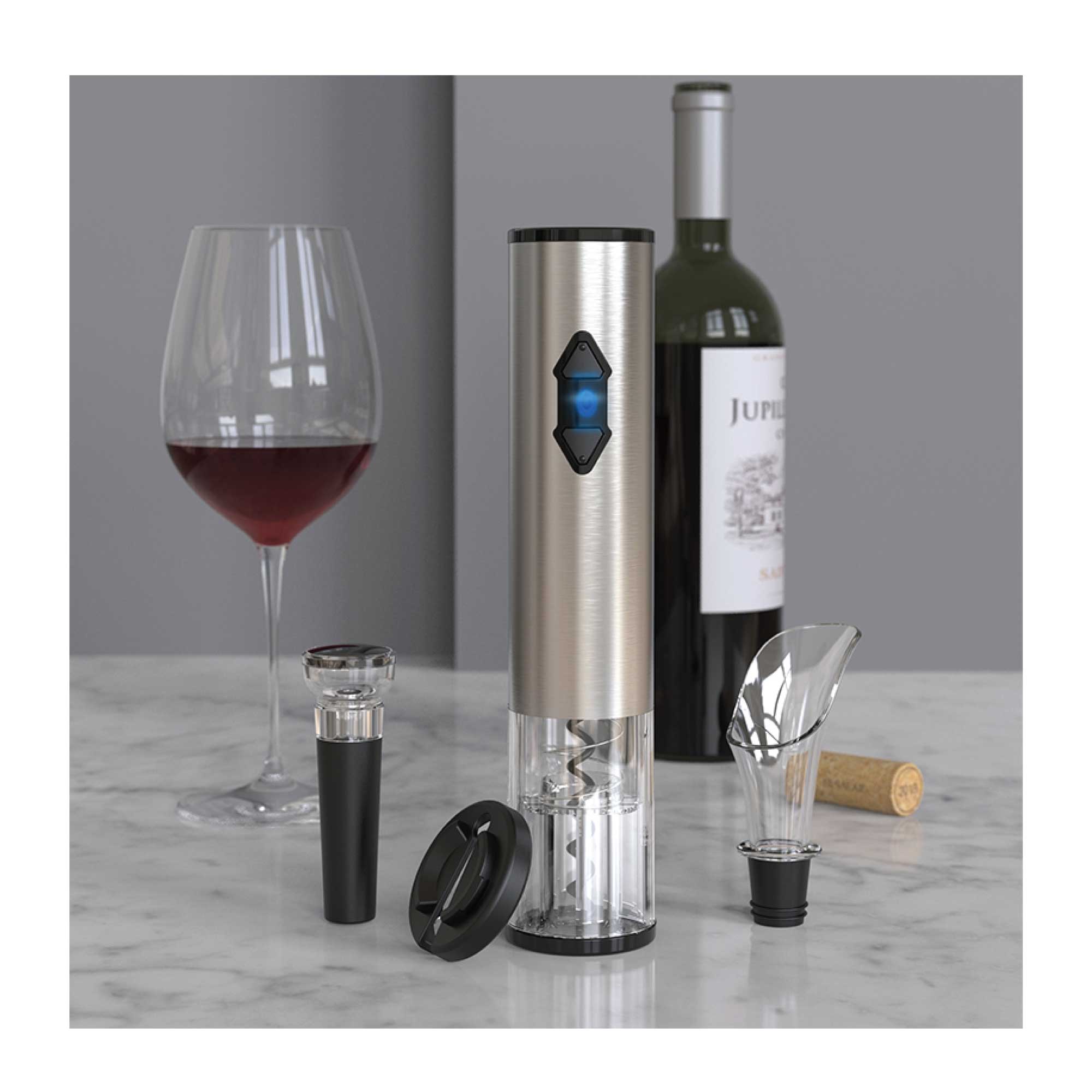 Electric Wine Bottle Opener Set - Automatic Corkscrew Pourer Pump Sealer Cutter-2