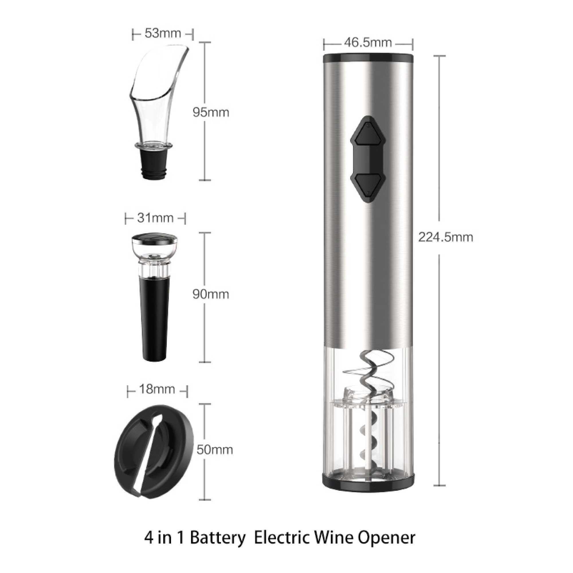 Electric Wine Bottle Opener Set - Automatic Corkscrew Pourer Pump Sealer Cutter-3