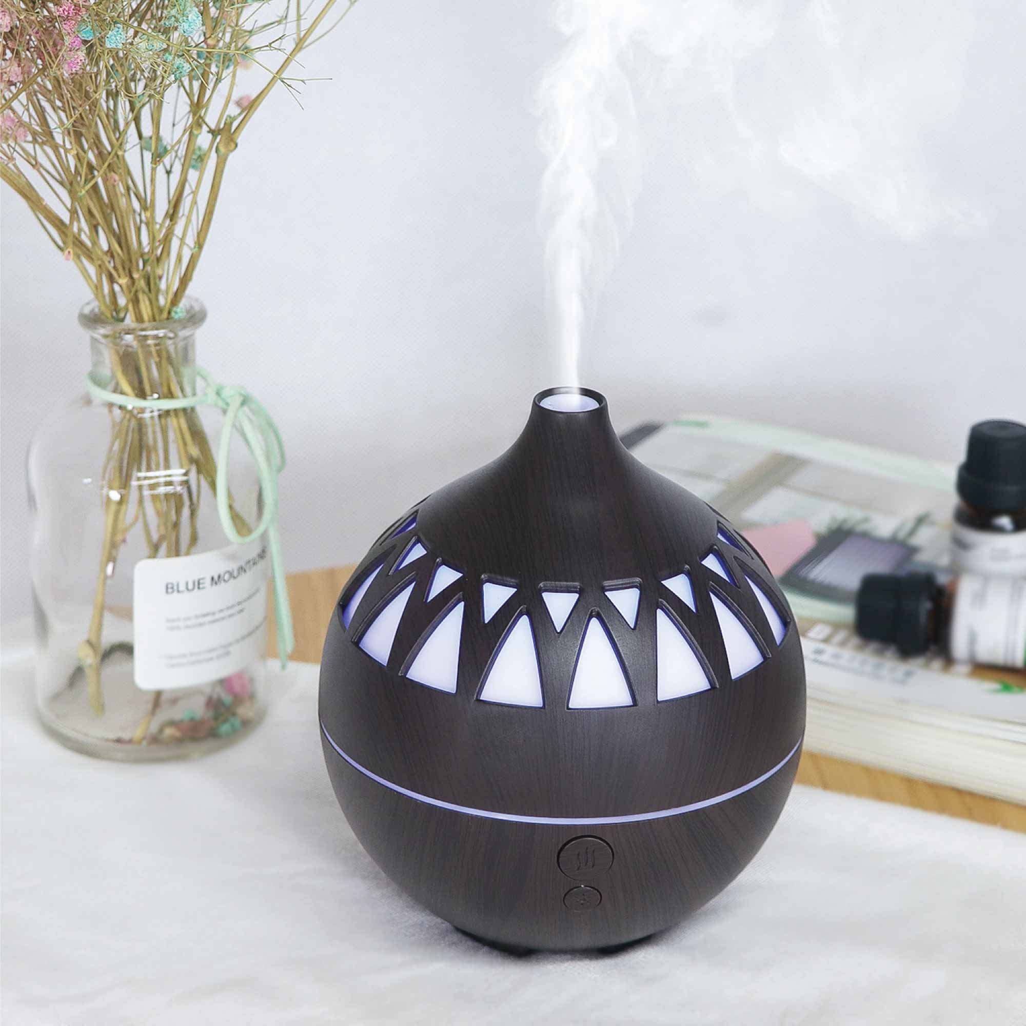 Essential Oil Aroma Diffuser - 180ml USB LED Dark Wood Mist Humidifier-1