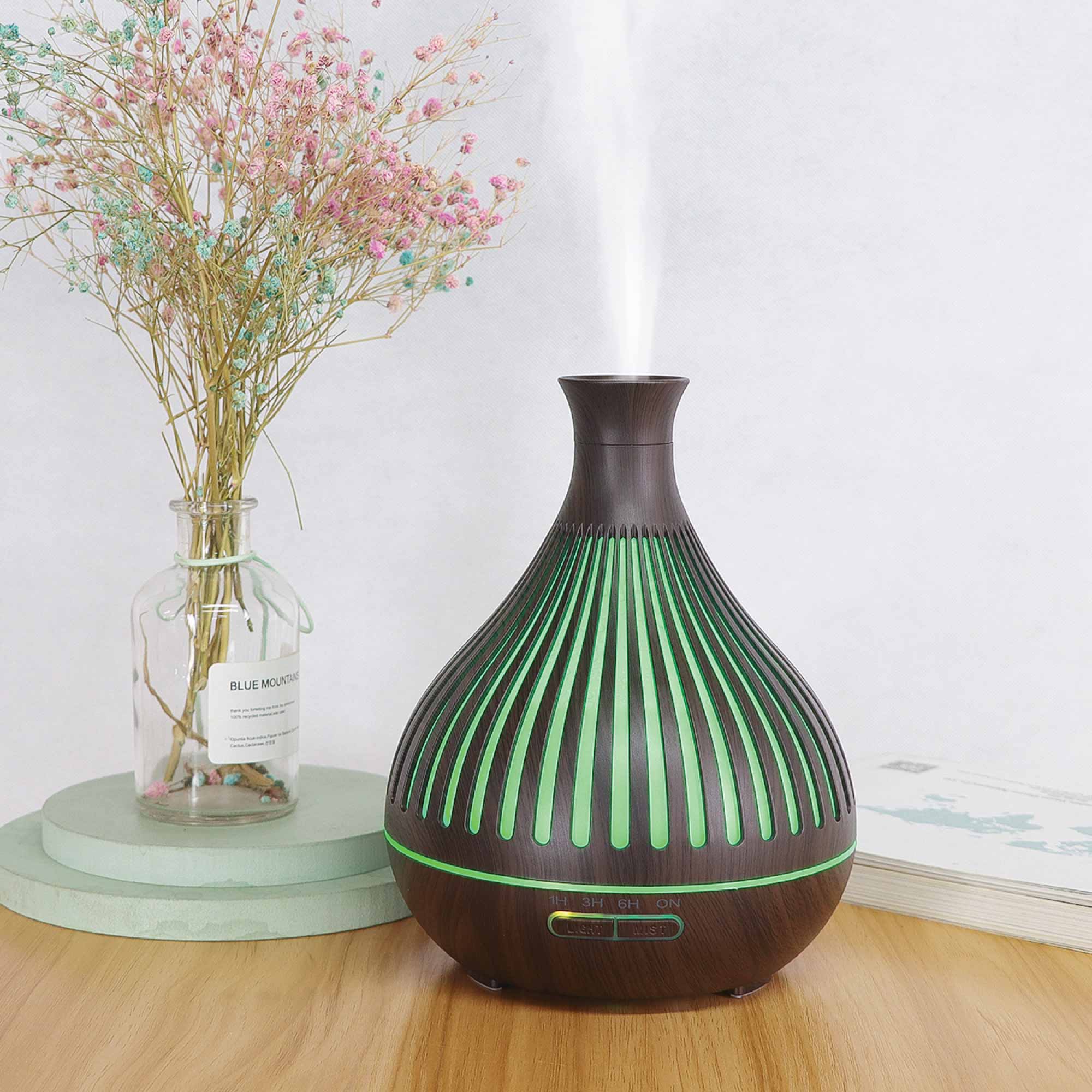 Essential Oil Aroma Diffuser - 400ml Remote Dark Wood Ultrasonic Mist Humidifier-3