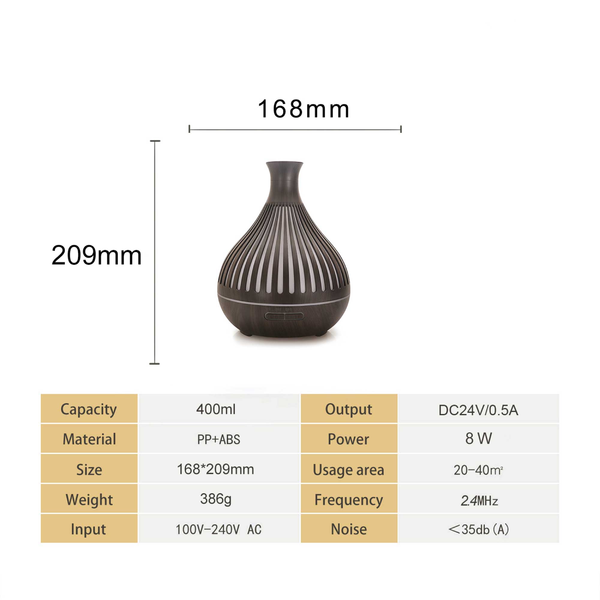 Essential Oil Aroma Diffuser - 400ml Remote Dark Wood Ultrasonic Mist Humidifier-5