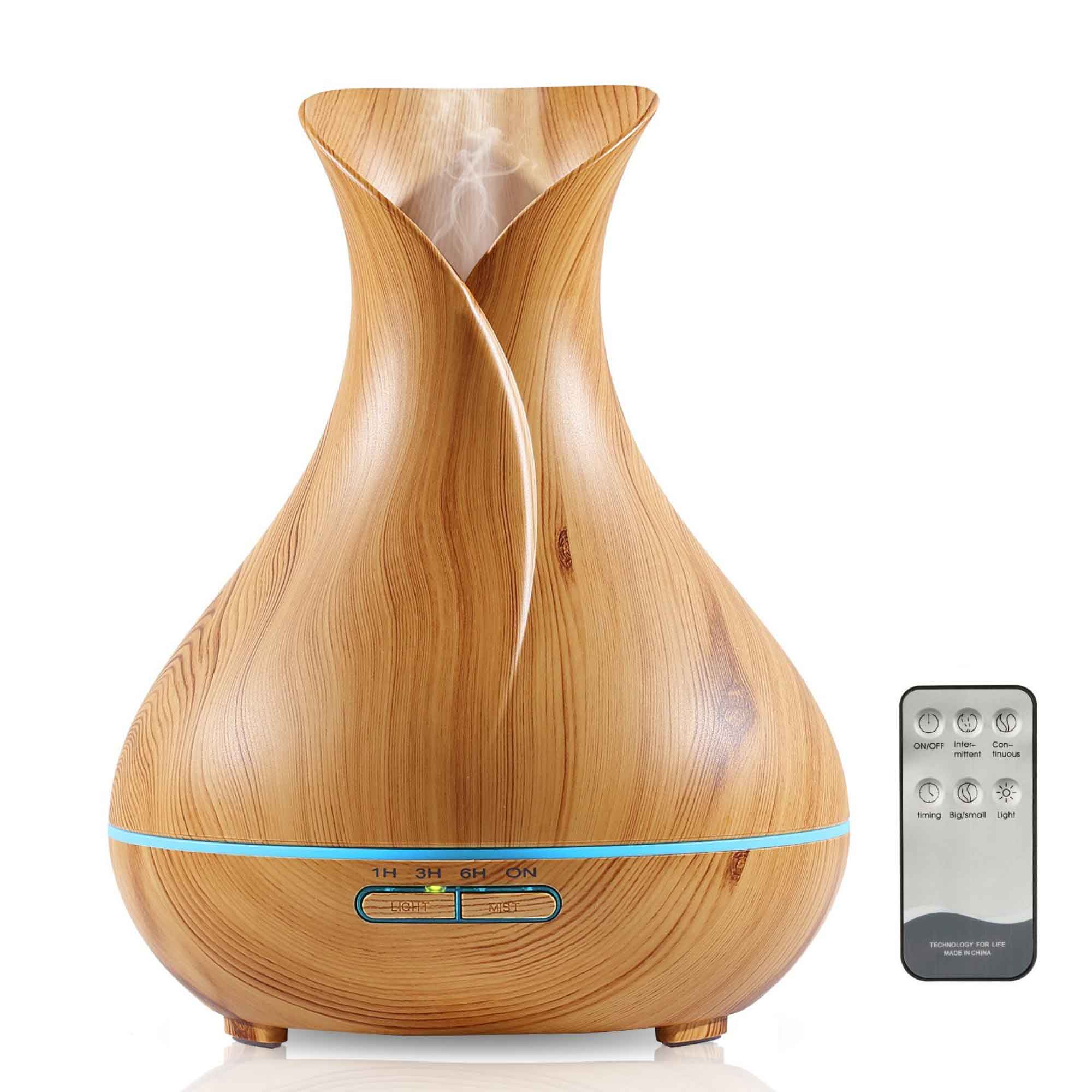 Essential Oil Aroma Diffuser Tulip Light Wood Colour Ultrasonic Mist Humidifier-0