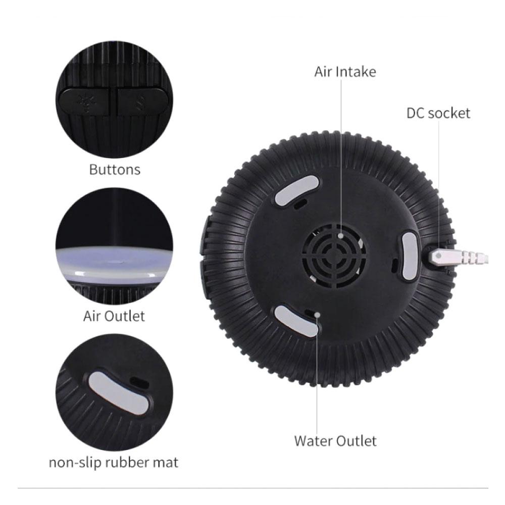 Essential Oil Aroma Diffuser USB - 100ml Black Portable Ultrasonic Car Humidifier-3