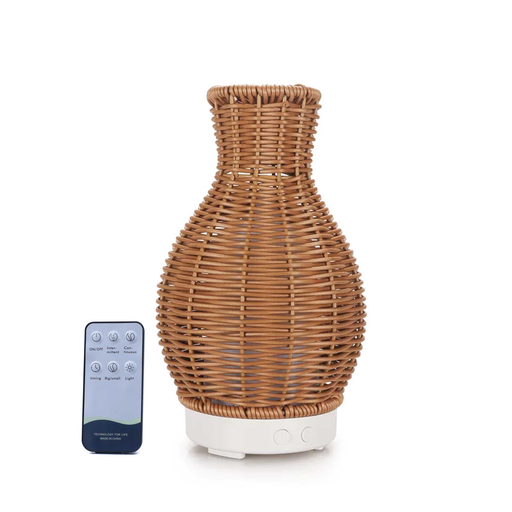 Essential Oil Aroma Diffuser and Remote - 100ml Rattan Vase Mist Humidifier-0