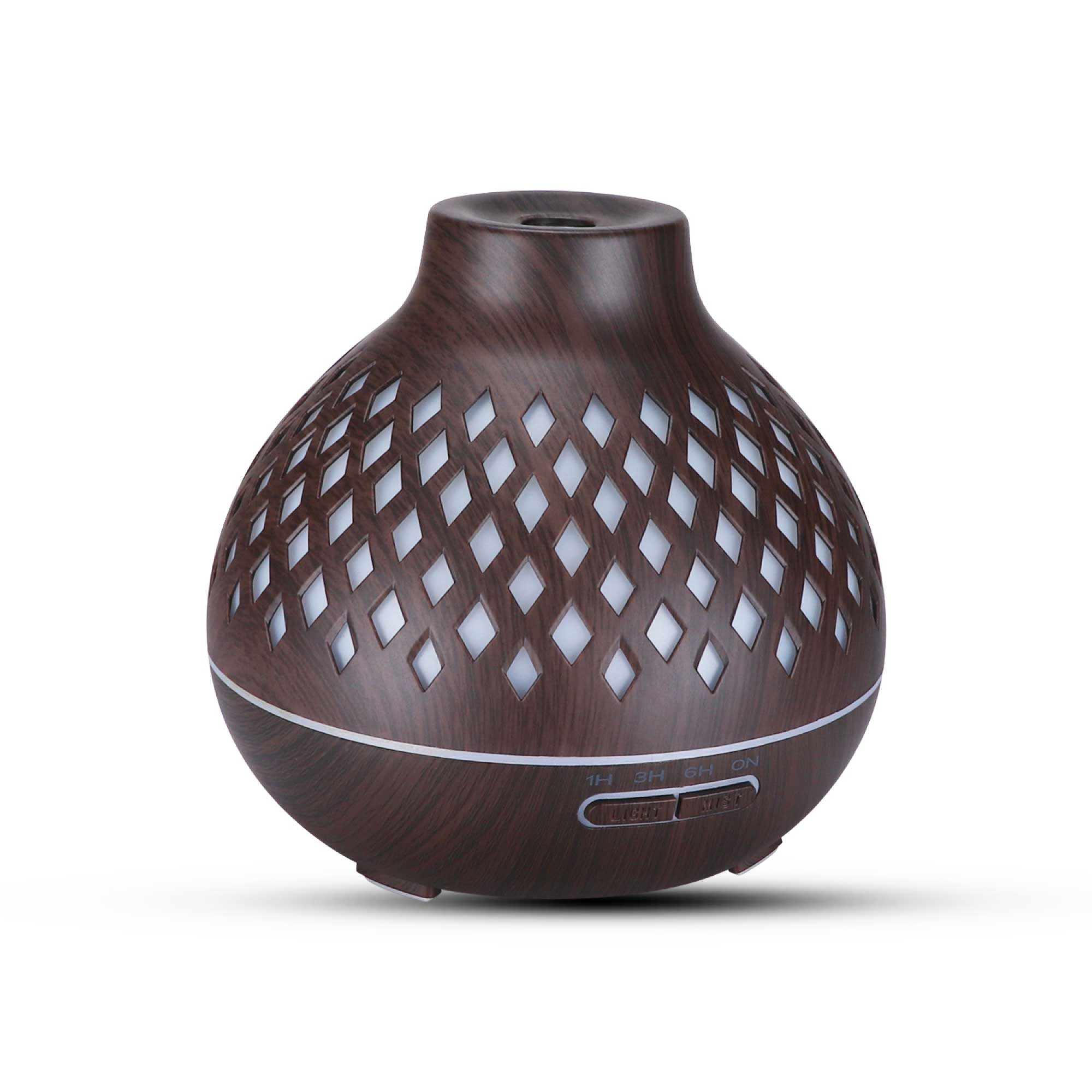 Essential Oil Aroma Diffuser and Remote - 400ml Hollowed Wood Mist Humidifier-1