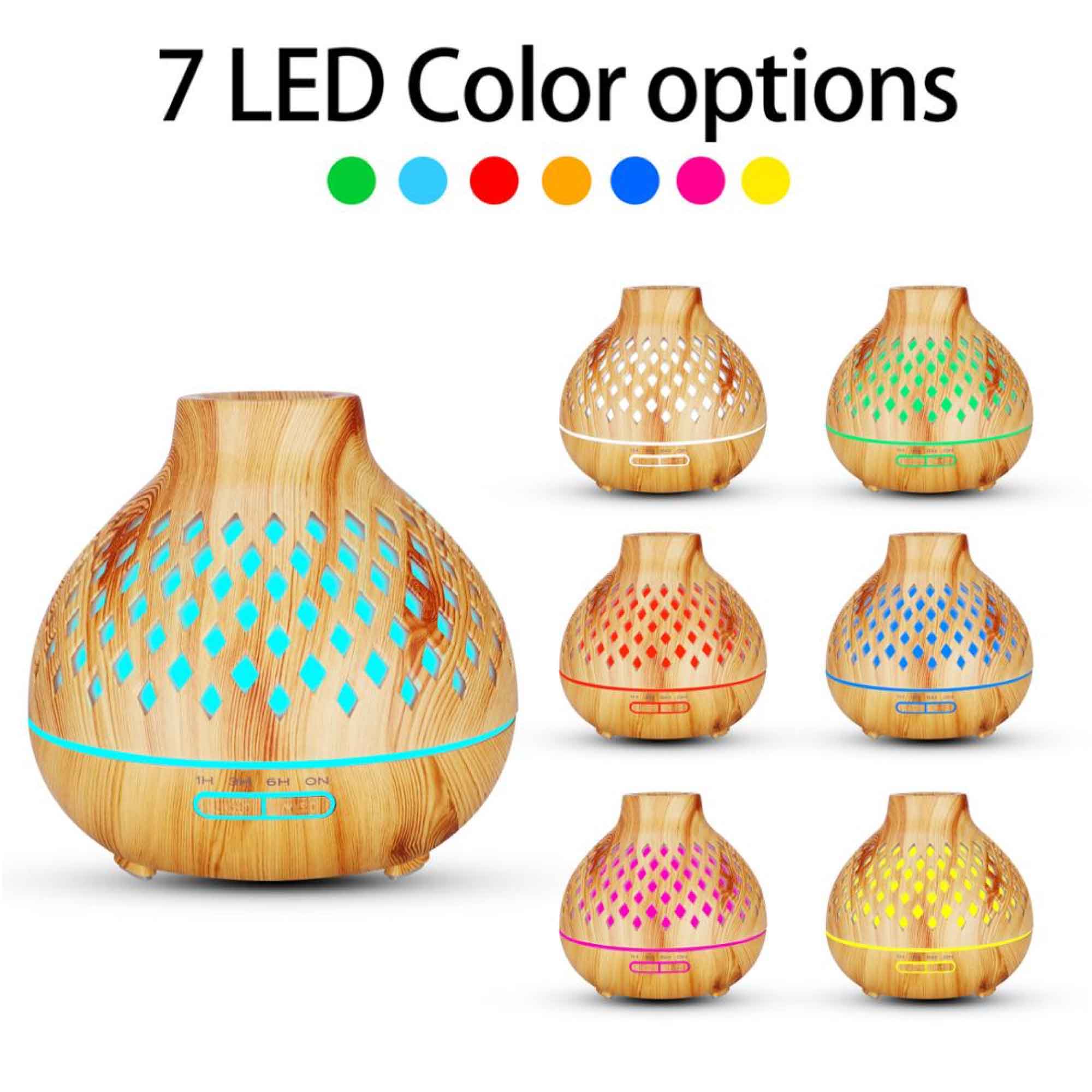 Essential Oil Aroma Diffuser and Remote - 400ml Hollowed Wood Mist Humidifier-7