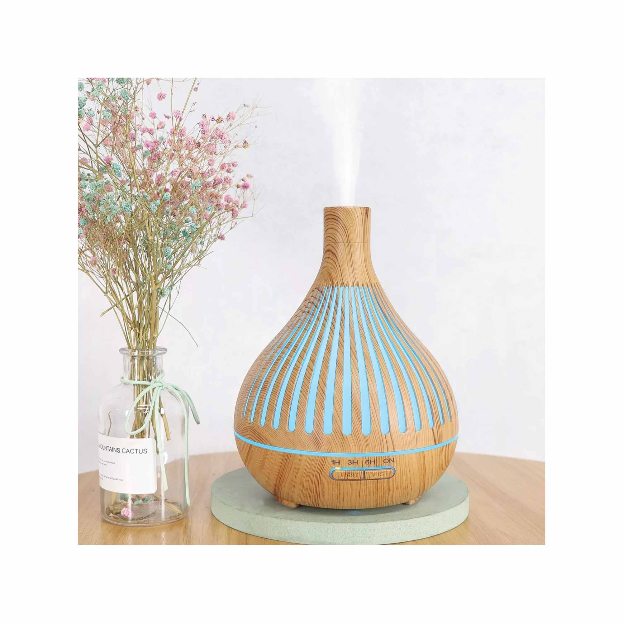 Essential Oil Aroma Diffuser and Remote - 400ml Narrow Top Wood Mist Humidifier-1