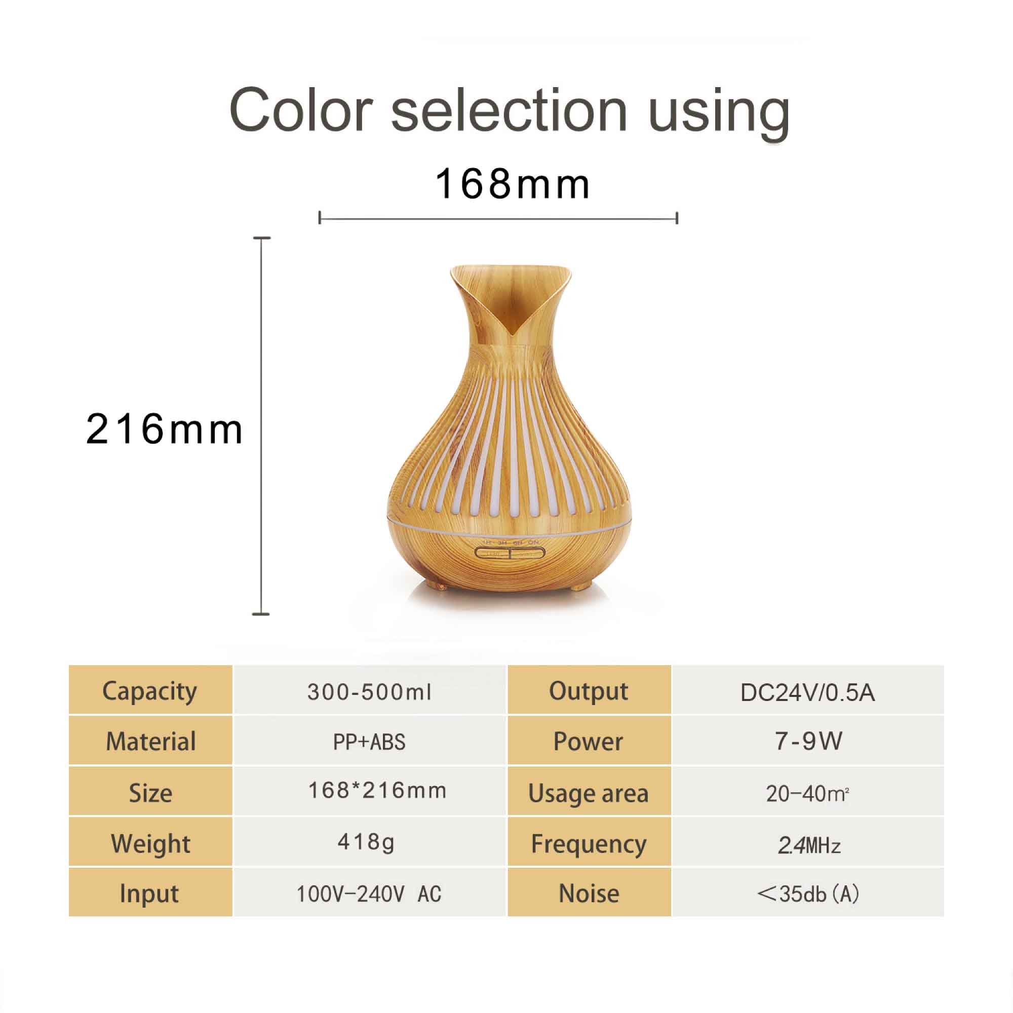 Essential Oil Aroma Diffuser and Remote - 500ml Tulip Top Wood Mist Humidifier-6