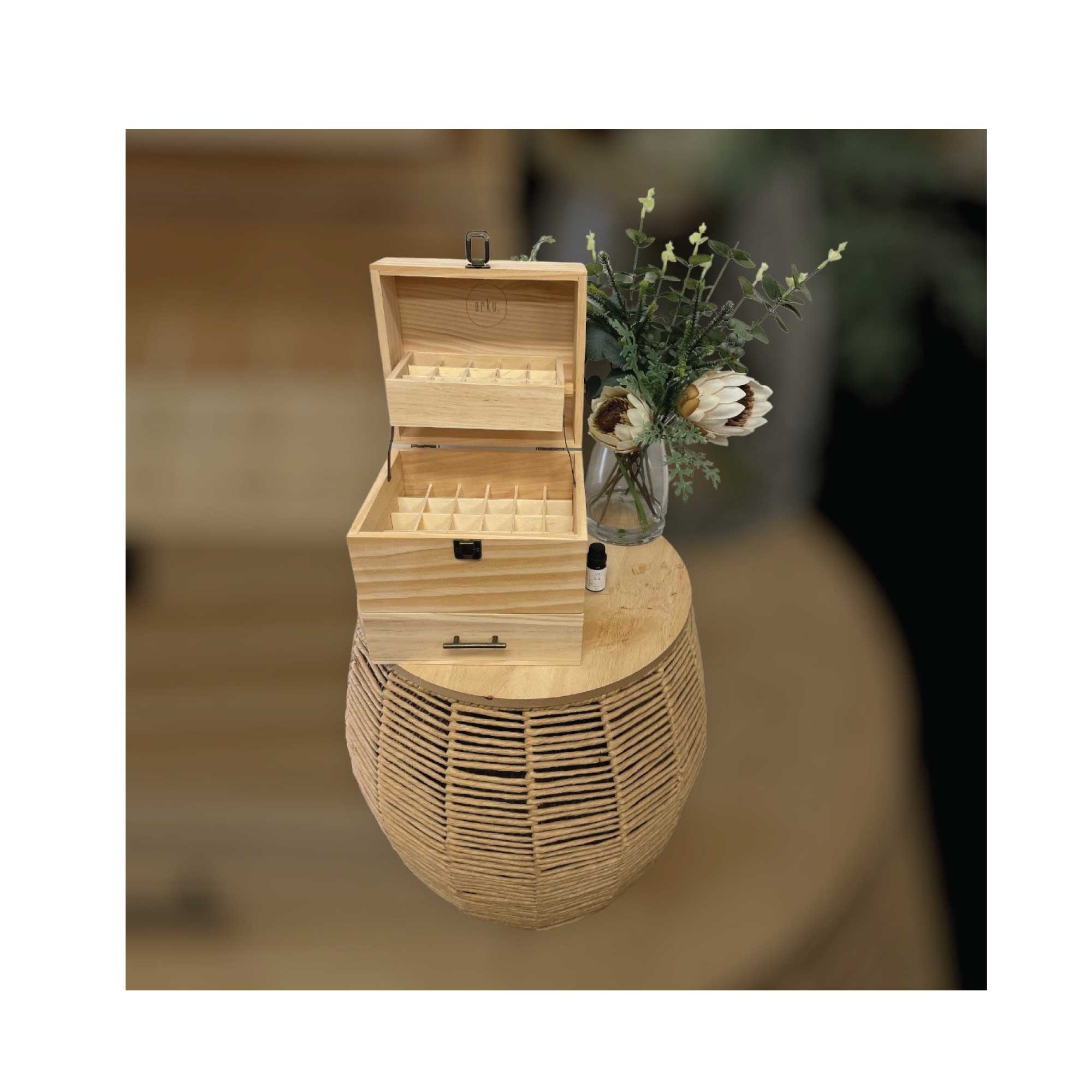 Essential Oils Wood Storage Box - Wooden Oil Bottle Slots-14