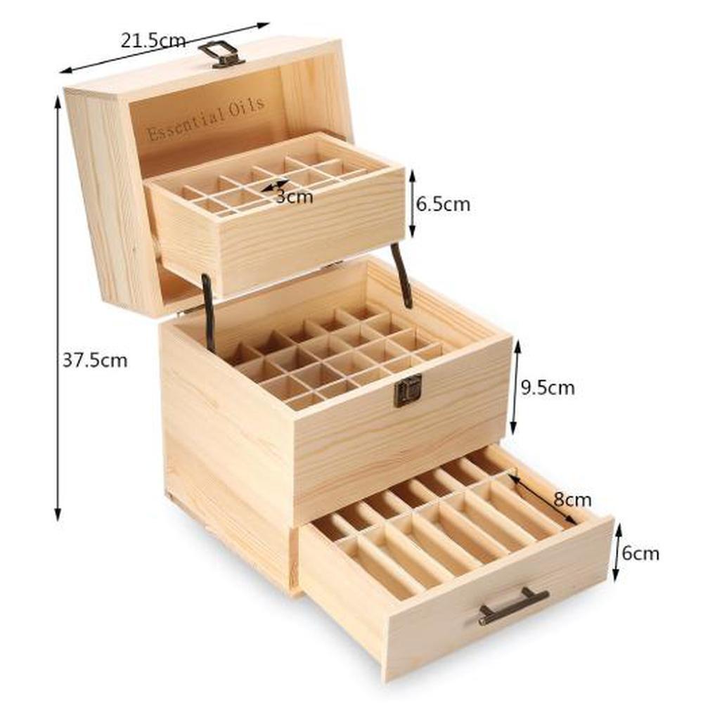 Essential Oils Wood Storage Box - Wooden Oil Bottle Slots-7