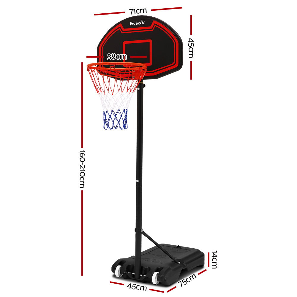 Everfit 2.1M Adjustable Portable Basketball Stand Hoop System Rim Black-1