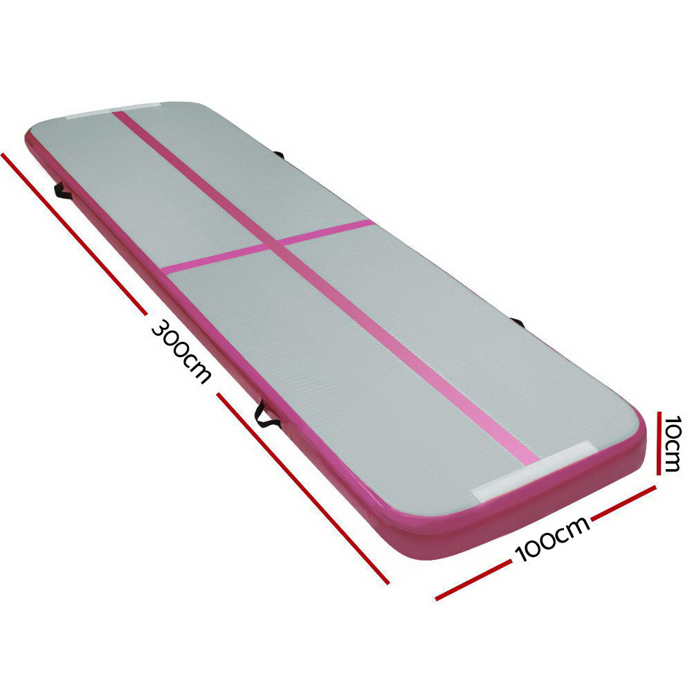 Everfit 3m x 1m Air Track Mat Gymnastic Tumbling Pink and Grey-1