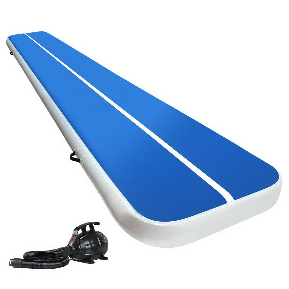 Everfit 5X1M Inflatable Air Track Mat 20CM Thick with Pump Tumbling Gymnastics Blue-0