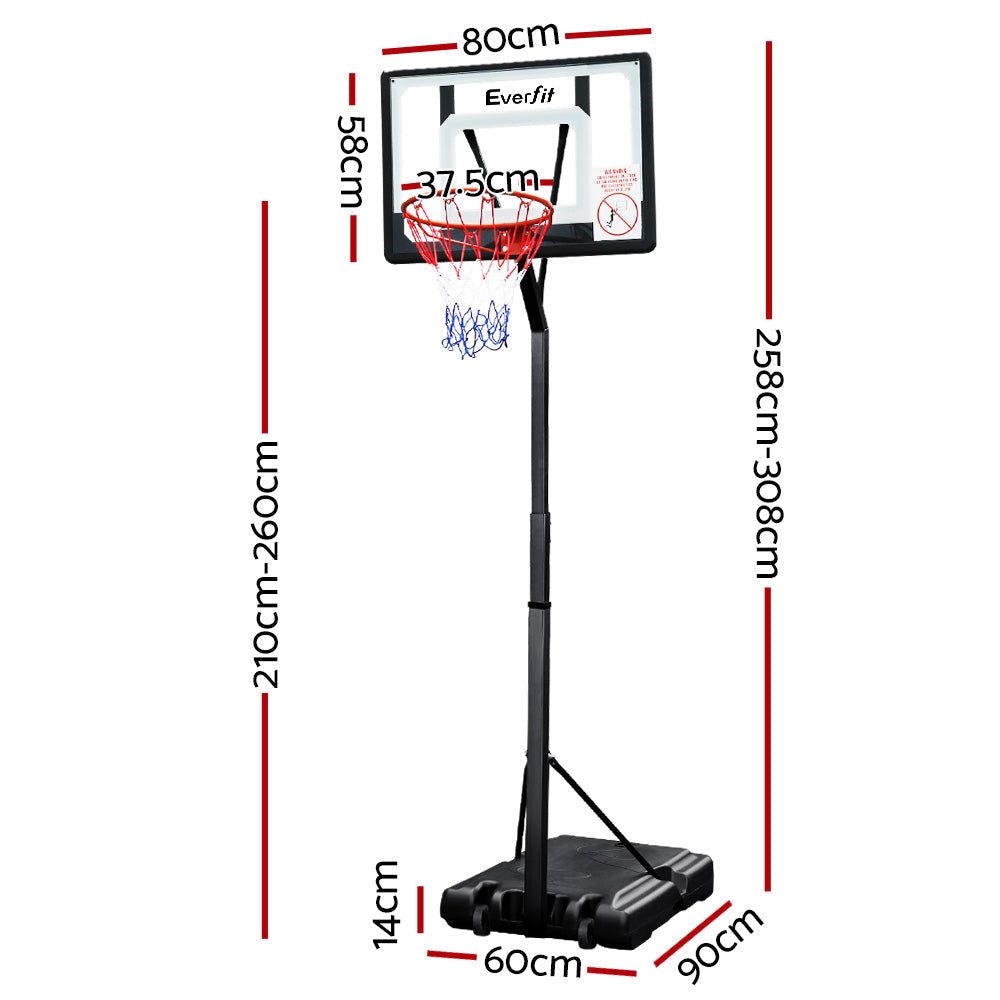 Everfit Adjustable Portable Basketball Stand Hoop System Rim-1