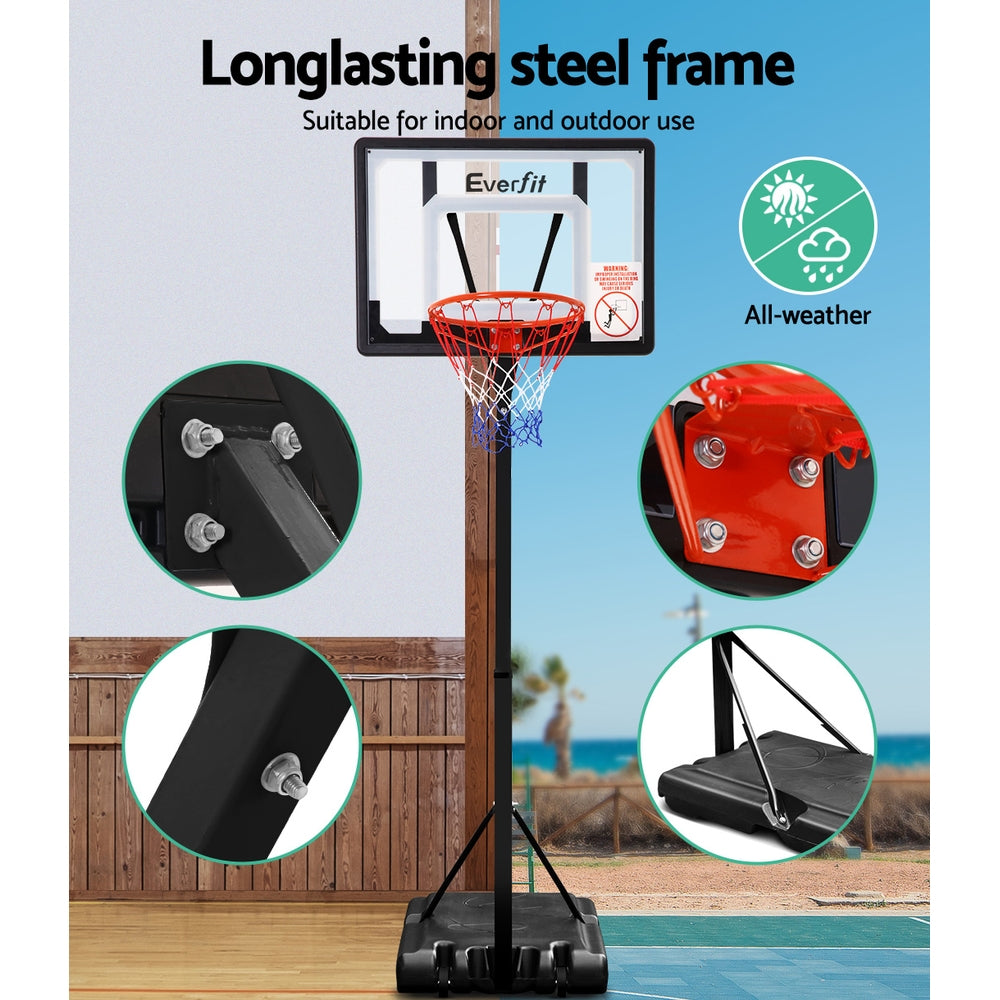 Everfit Adjustable Portable Basketball Stand Hoop System Rim-4