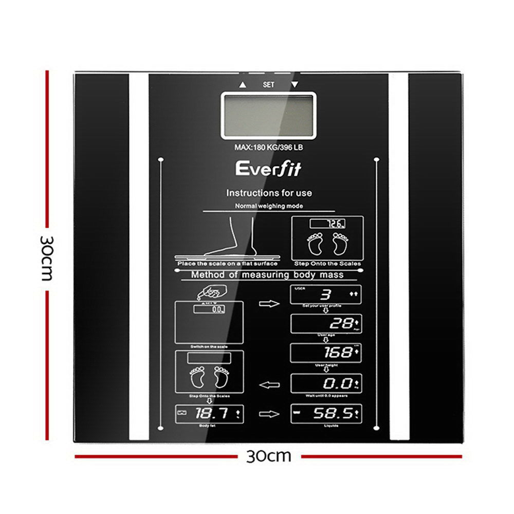 Everfit Bathroom Scales Digital Body Fat Scale 180KG Electronic Monitor Tracker-1