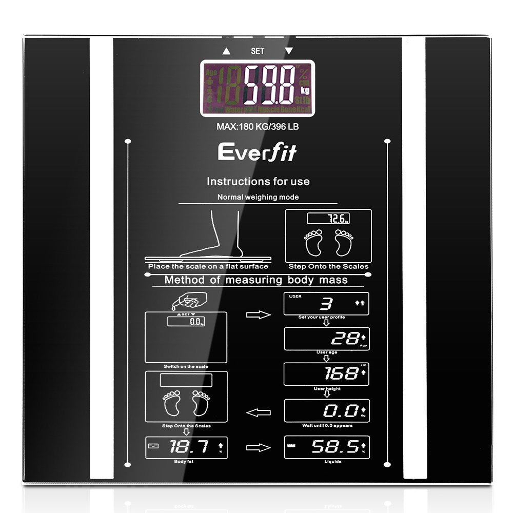 Everfit Bathroom Scales Digital Body Fat Scale 180KG Electronic Monitor Tracker-0