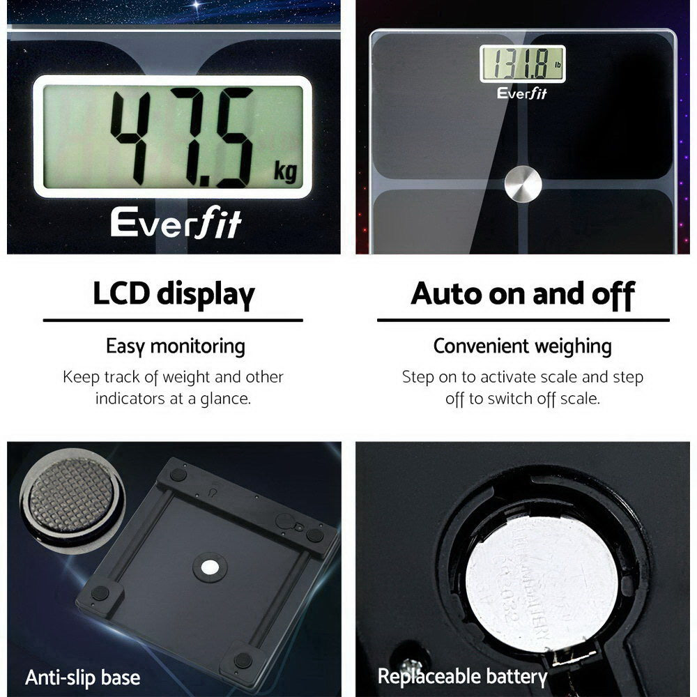 Everfit Bathroom Scales Digital Weighing Scale 180KG Electronic Monitor Tracker-4