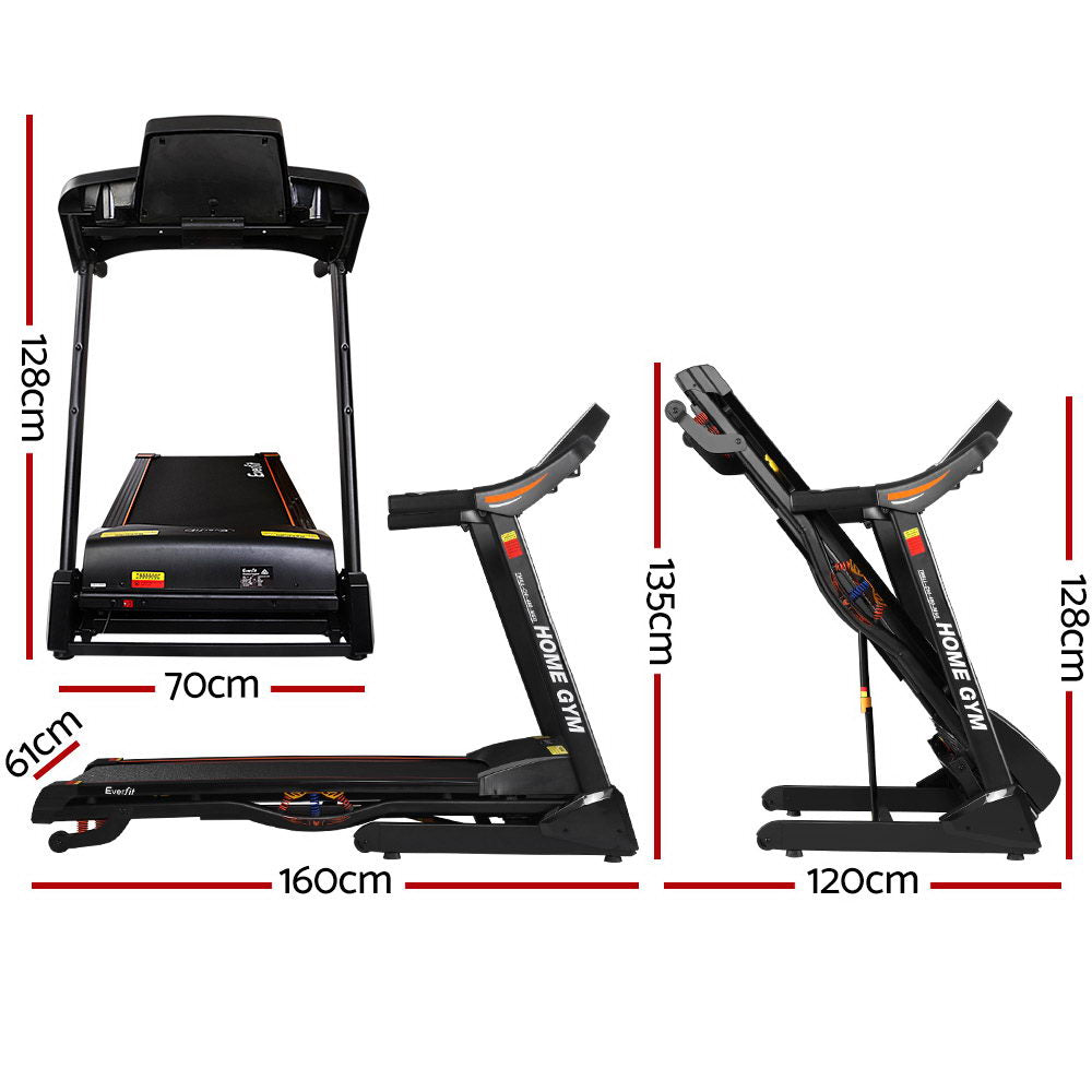 Everfit Electric Treadmill 48cm Incline Running Home Gym Fitness Machine Black-1