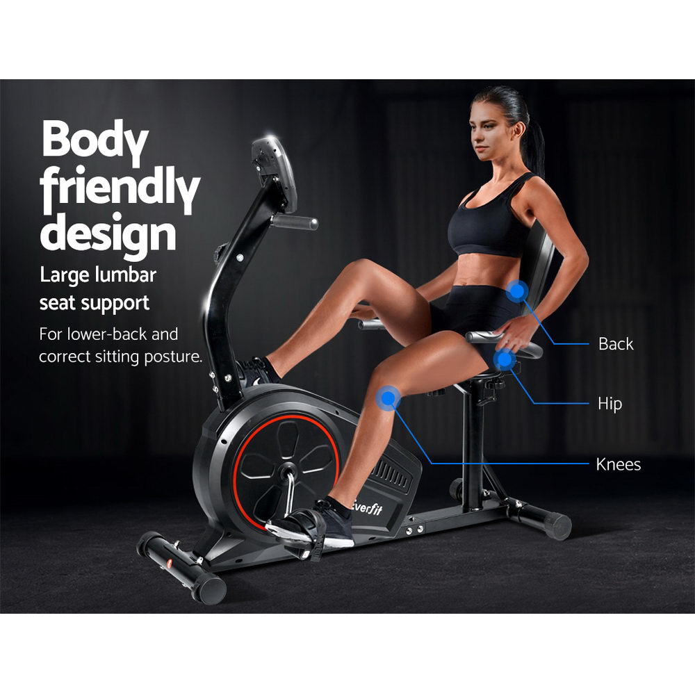 Everfit Magnetic Recumbent Exercise Bike Fitness Trainer Home Gym Equipment Black-2