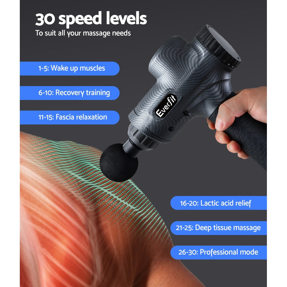 Everfit Massage Gun 6 Heads Massager Electric LCD Vibration Relief Percussion-5