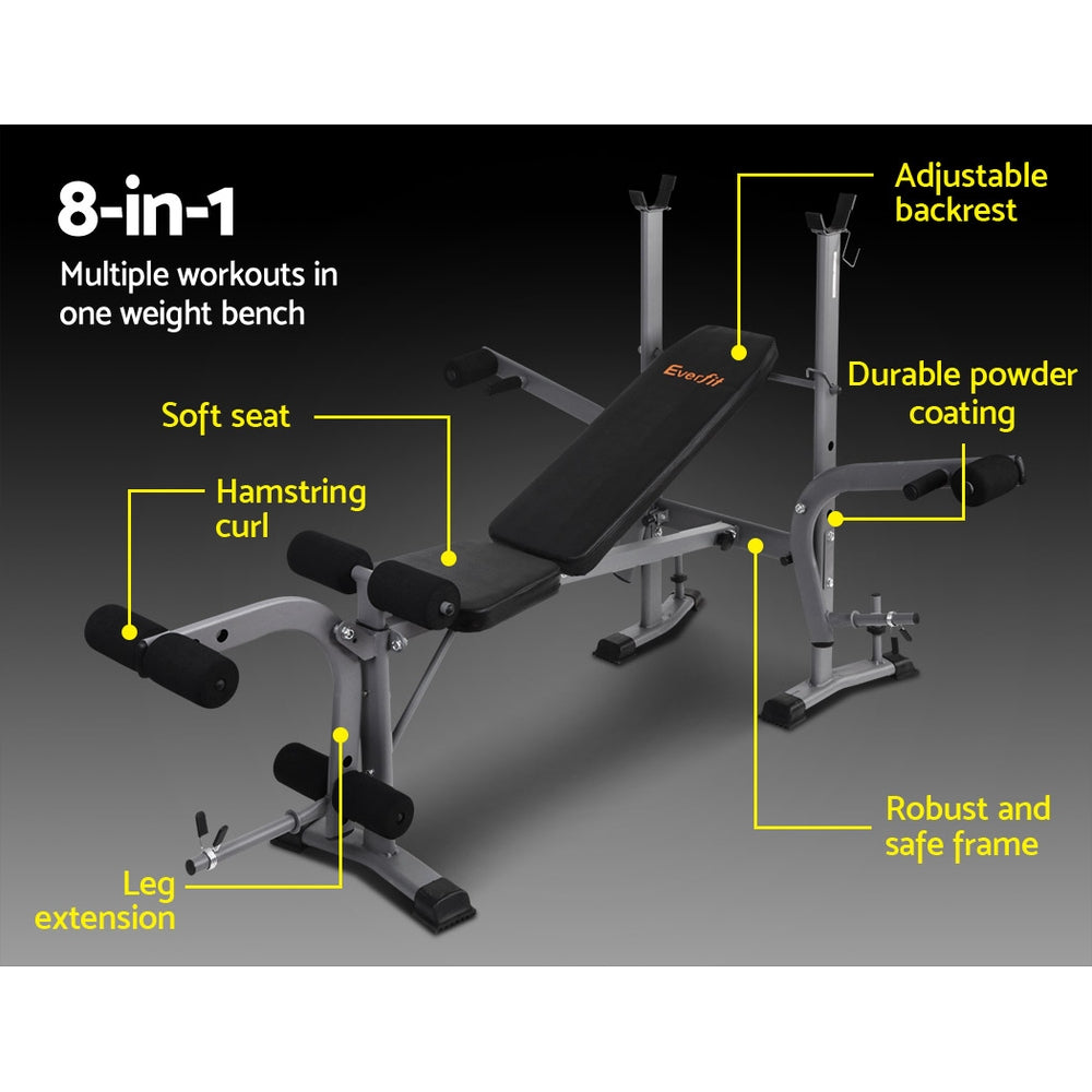 Everfit Weight Bench Adjustable Bench Press 8-In-1 Gym Equipment-2