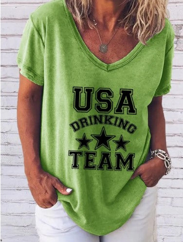 Women's "USA Drinking Team" Print Shirt