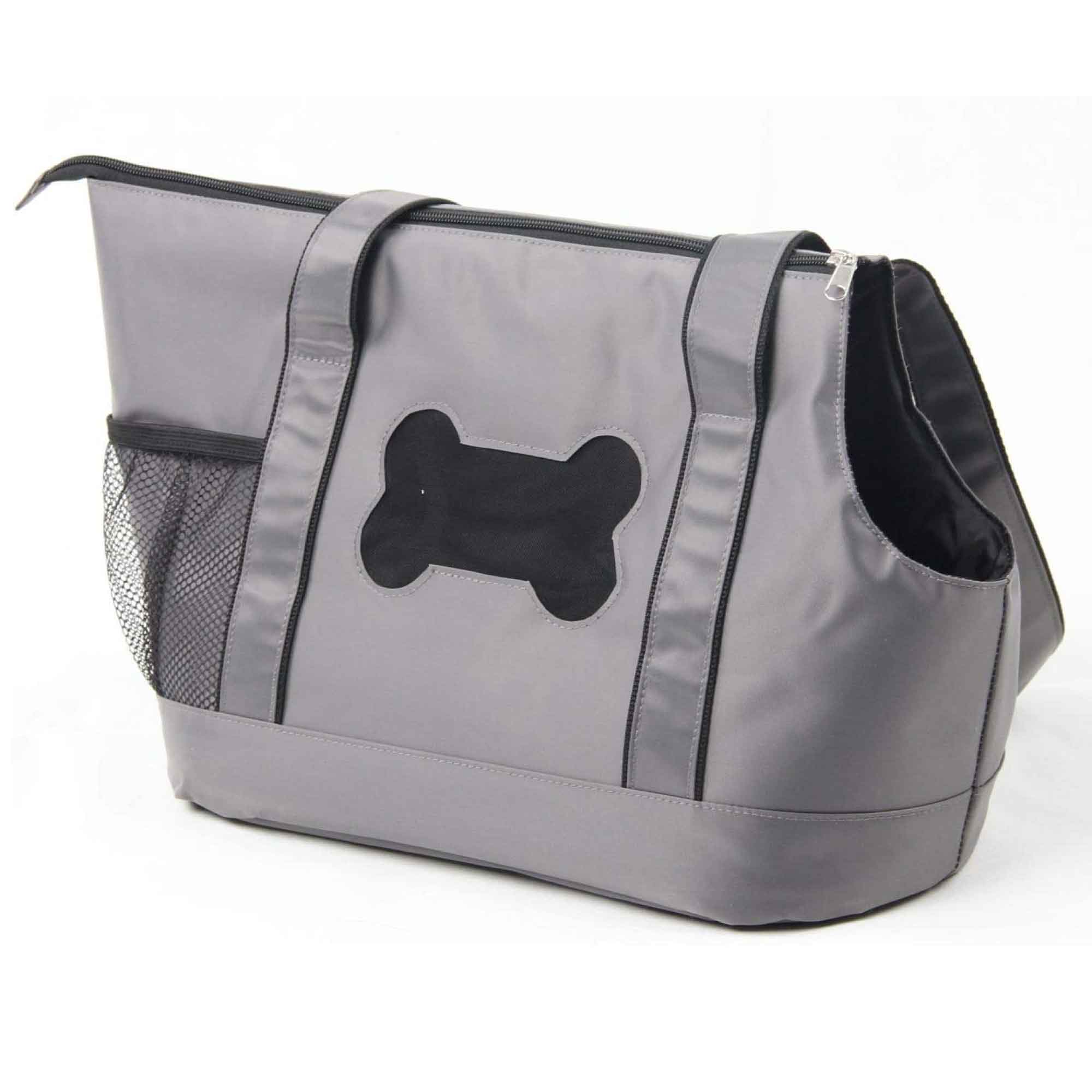 Factory Seconds Pet Tote Bag Dog Cat Puppy Purse Carrier Foldable Travel Grey Shoulder Handbag-1