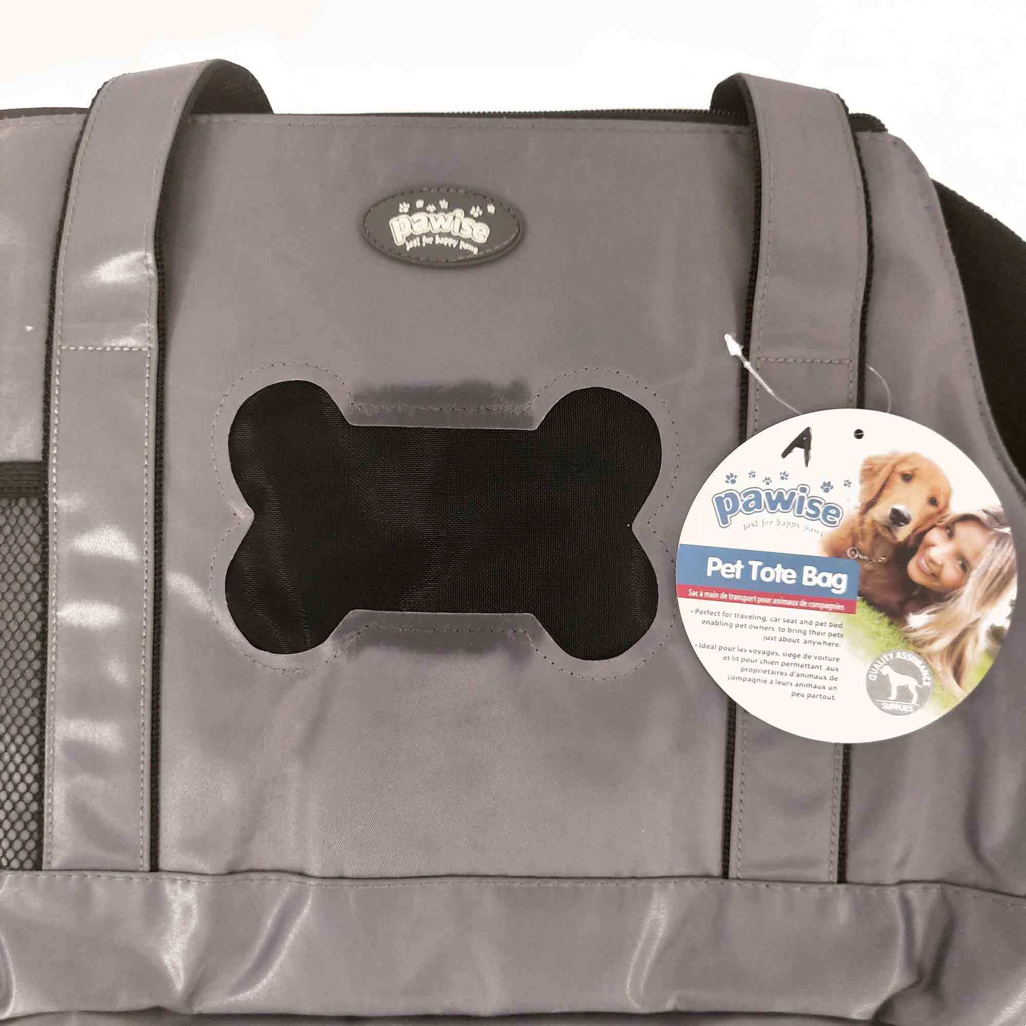 Factory Seconds Pet Tote Bag Dog Cat Puppy Purse Carrier Foldable Travel Grey Shoulder Handbag-3