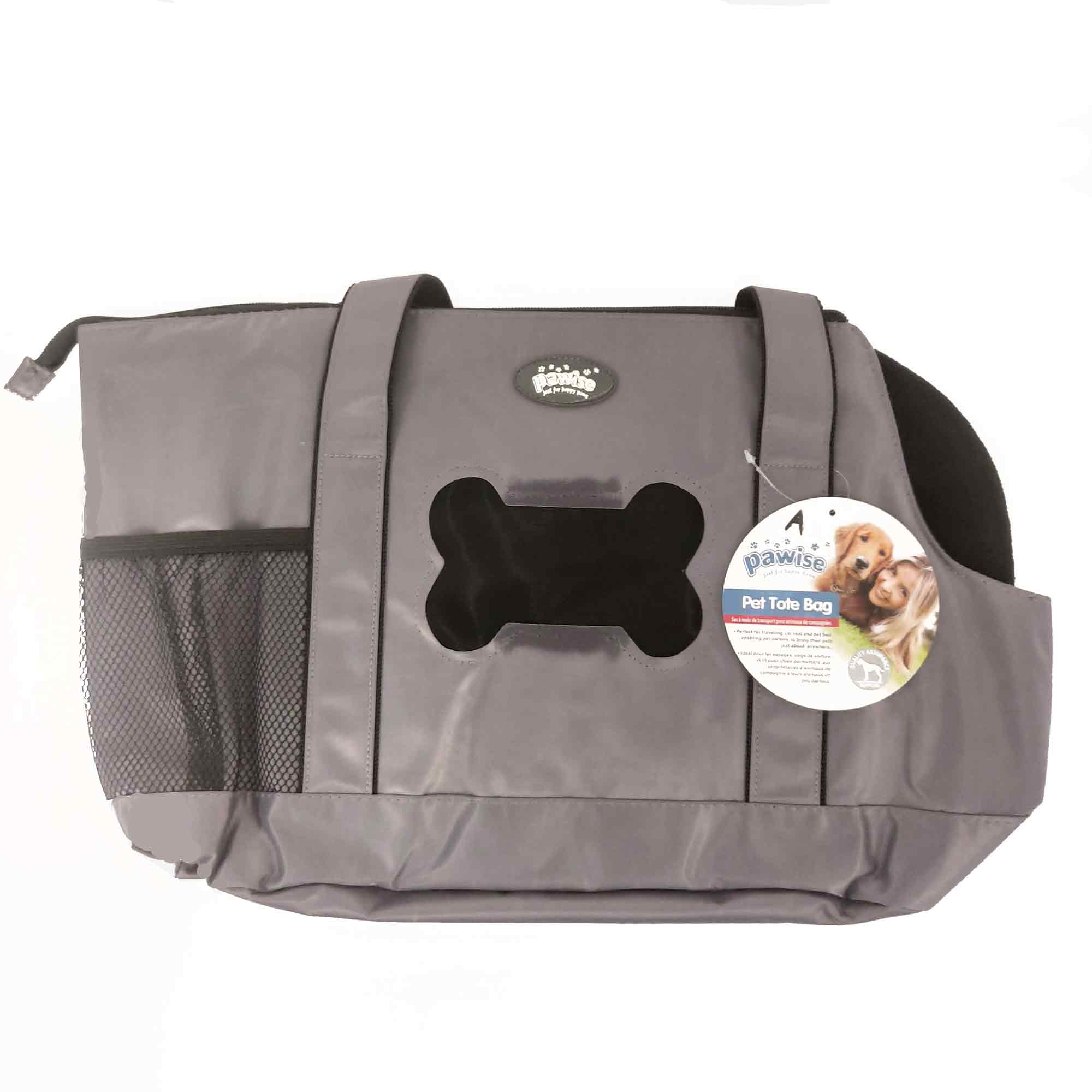 Factory Seconds Pet Tote Bag Dog Cat Puppy Purse Carrier Foldable Travel Grey Shoulder Handbag-0