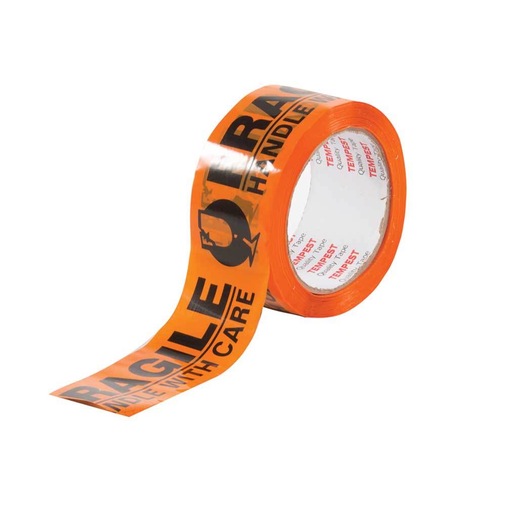 Fragile Dispatch Tape 48mmx75m -Orange Black Roll Handle With Care Packing Label-0