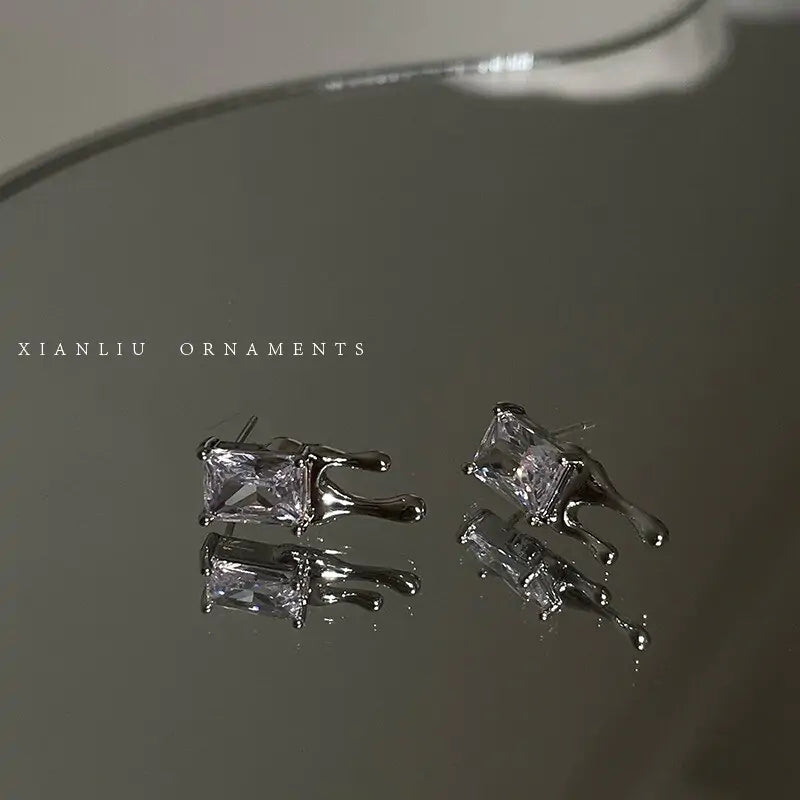 Lava Square Zircon Stud Earrings