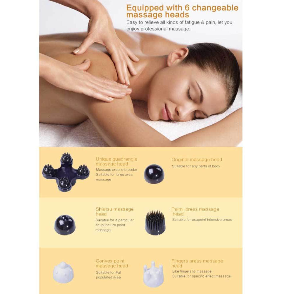 Full Body Handheld Massager - 6 Massage Heads Neck Shoulder Back Legs-5