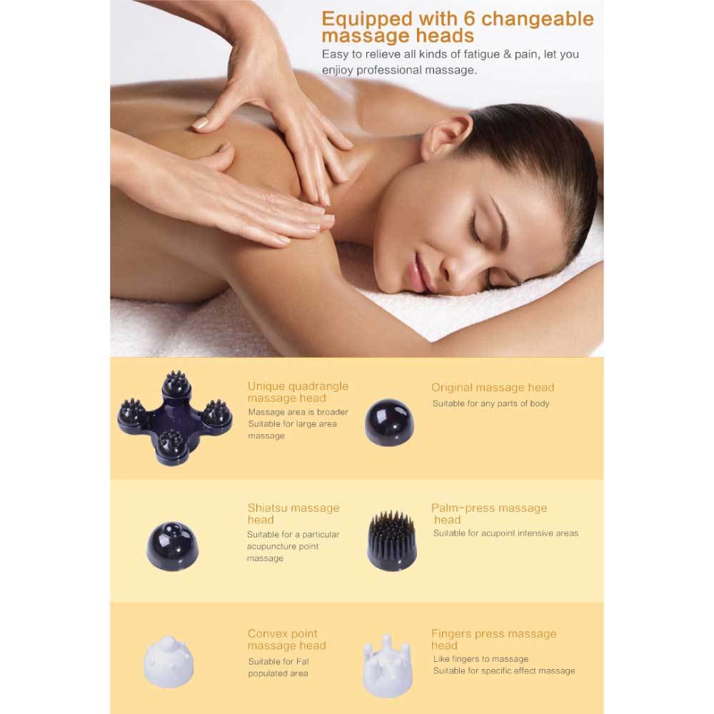 Full Body Handheld Massager Machine Champagne - 6 Massage Heads Neck Shoulder-6